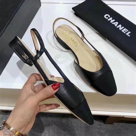 chanel slingback black flat|Chanel black aa slingback heel.